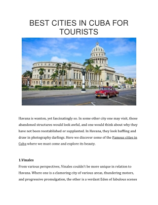 BEST CITIES IN CUBA FOR TOURISTS