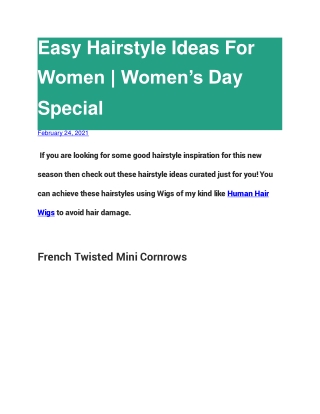Easy Hairstyle Ideas For Women | Women’s Day Special