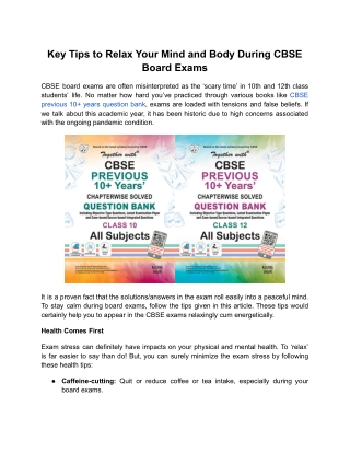 Key Tips to Relax Your Mind and Body During CBSE Board Exams