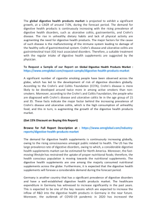 Global Digestive Health Products Market  will experience a noticeable growth during the forecast period 2020-2026