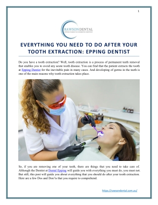 EVERYTHING YOU NEED TO DO AFTER YOUR TOOTH EXTRACTION: EPPING DENTIST