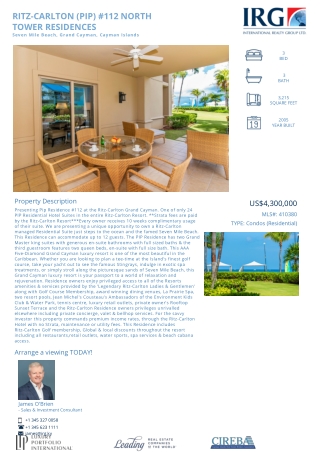 Buy Ritz-Carlton (Pip) #112 North Tower Residences-410380 - IRG Cayman