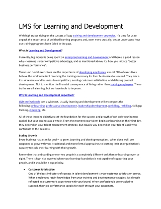 LMS for Learning and Development