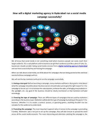 How will a digital marketing agency in Hyderabad run a social media campaign successfully?