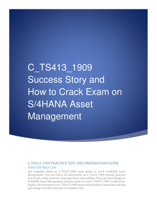 C_TS413_1909 Success Story and How to Crack Exam on S/4HANA Asset Management
