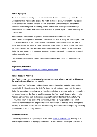 Pressure Switch Market Revenue Growth Predicted by 2021