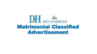 Deccan Herald Classified Matrimonial Advertisement
