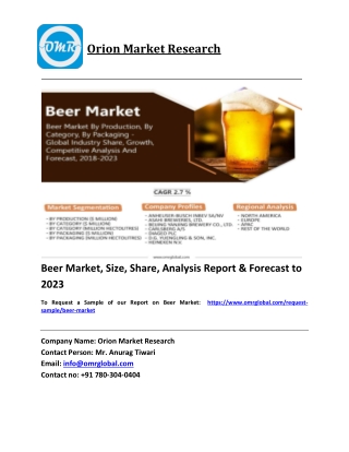 Beer Market Trends, Size, Competitive Analysis and Forecast 2018-2023