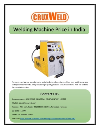 Welding Machine Price in India