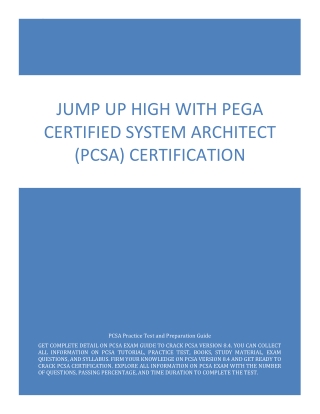 Jump Up High with Pega Certified System Architect (PCSA) Certification