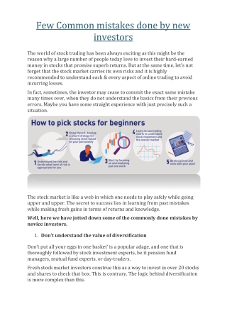 Few Common mistakes done by new investors