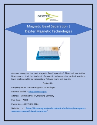 Magnetic Bead Separation | Dexter Magnetic Technologies