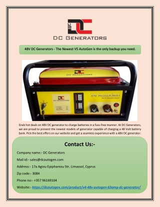 48V DC Generators - The Newest V5 AutoGen is the only backup you need.