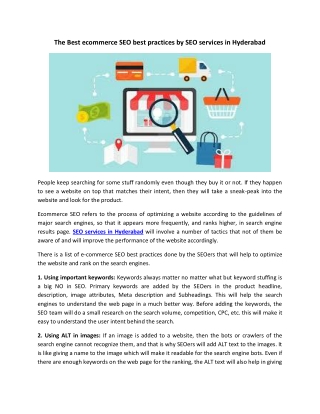 The Best ecommerce SEO best practices by SEO services in Hyderabad