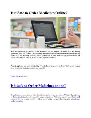 Is it safe to order medicines online?