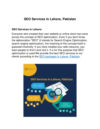 SEO Services in Lahore, Pakistan