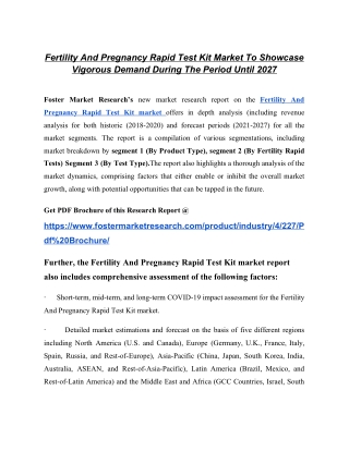 Fertility And Pregnancy Rapid Test Kit Market: Facts, Figures And Analytical Insights, 2021 To 2027