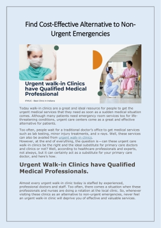 Find cost effective alternative to non-urgent emergencies
