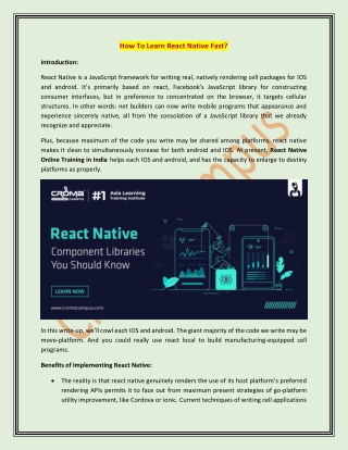 How To Learn React Native Fast?