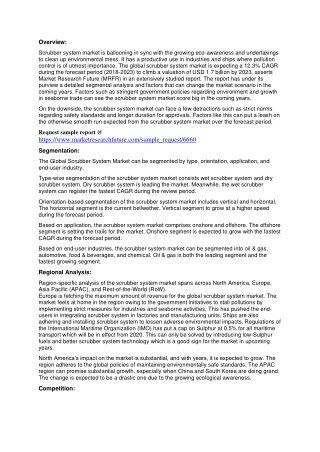 Scrubber System Market 2021: COVID-19 Impact Global Projection, Developments Status, Analysis, Trend and Forecasts