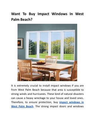Want To Buy Impact Windows In West Palm Beach?