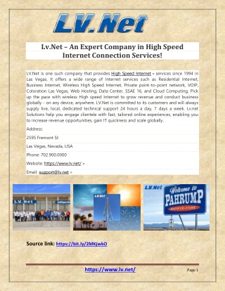 Lv.Net – An Expert Company in High Speed Intern…tion Services!