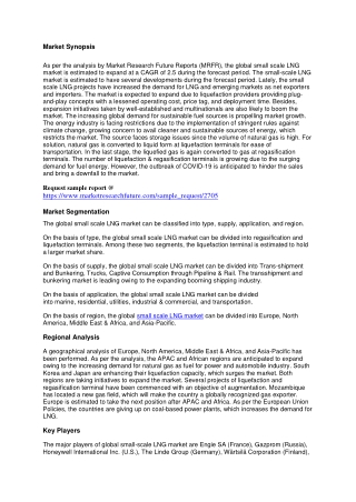 Small Scale LNG Market 2021:Size, Share, Growth and Forecast to 2023