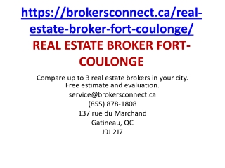 REAL ESTATE BROKER FORT-COULONGE