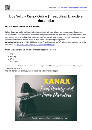 Buy Yellow Xanax Online | Treat Sleep Disorders (Insomnia)