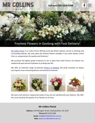 Freshest Flowers in Geelong with Fast Delivery!