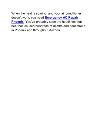 Emergency AC Repair Phoenix