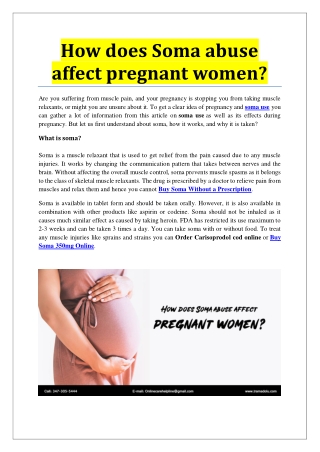 How does Soma abuse affect pregnant women?