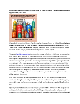 Global Specialty Gases Market Forecast 2015-2030