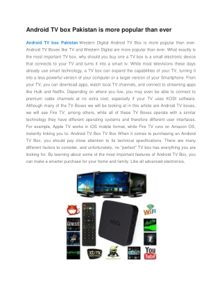 Android TV box Pakistan is more popular than ever