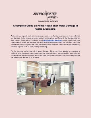 A complete Guide on Home Repair after Water Damage In Naples & Sarasota!