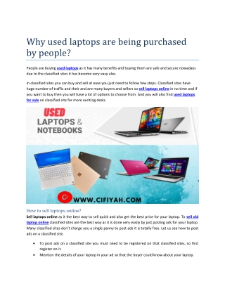 Why used laptops are being purchased by people?