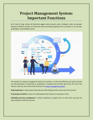 Project Management System: Important Functions