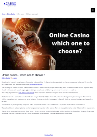 Online casino – which one to choose?