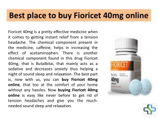 Best place to buy Fioricet 40mg online