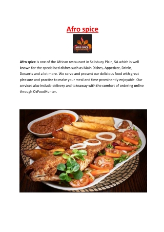 5% Off - Afro spice African restaurant Salisbury Plain, SA