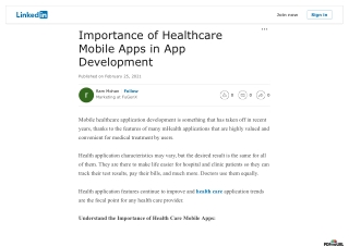 Importance of Healthcare Mobile Apps in App Development