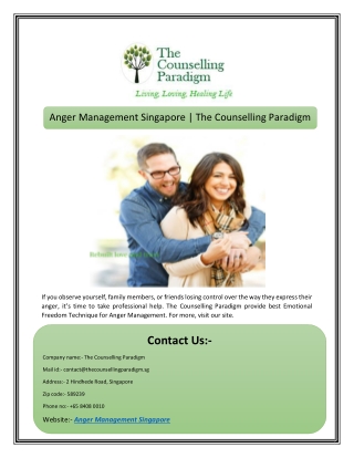 Anger Management Singapore | The Counselling Paradigm