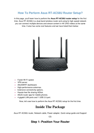 How To Perform Asus RT-AC58U Router Setup? | Guide