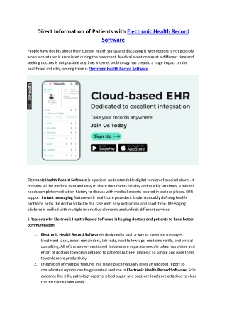 Direct Information of Patients with Electronic Health Record Software