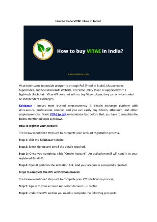How to buy VITAE in India?