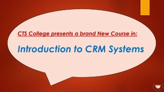 A Brand New Course "Introduction To CRM Systems" at CTS College