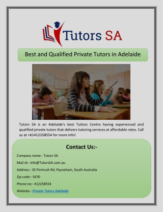 Best and Qualified Private Tutors in Adelaide