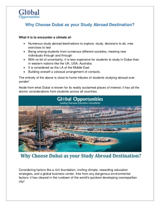 Why Choose Dubai as your Study Abroad Destination?