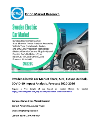 Sweden Electric Car Market Size & Growth Analysis Report, 2020-2026