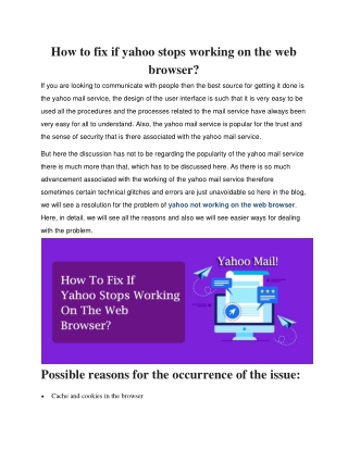 How to fix if yahoo stops working on the web browser?